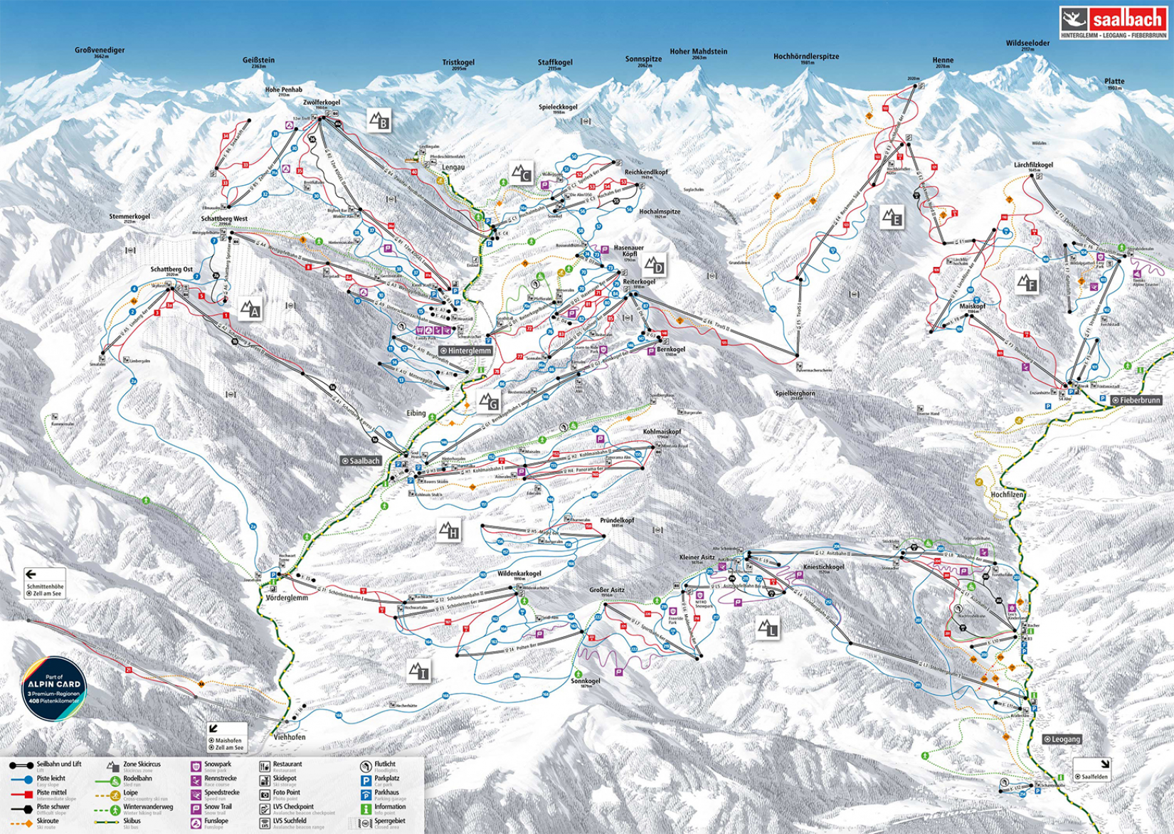 Skispaß pur mit dem Pistenplan für Zell am See
